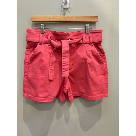 a.n.a 6 coral NWOT paperbag high waist cotton spandex denim shorts w-fabric belt - Picture 1 of 5